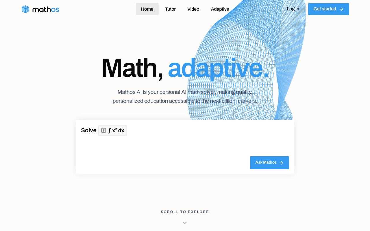 Screenshot of the Mathos AI homepage