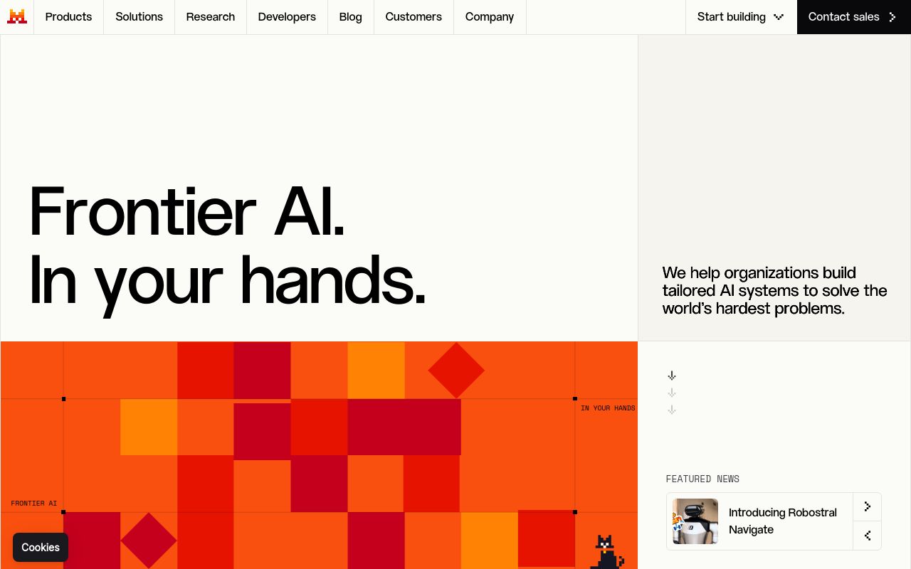 Screenshot of the Mistral AI homepage