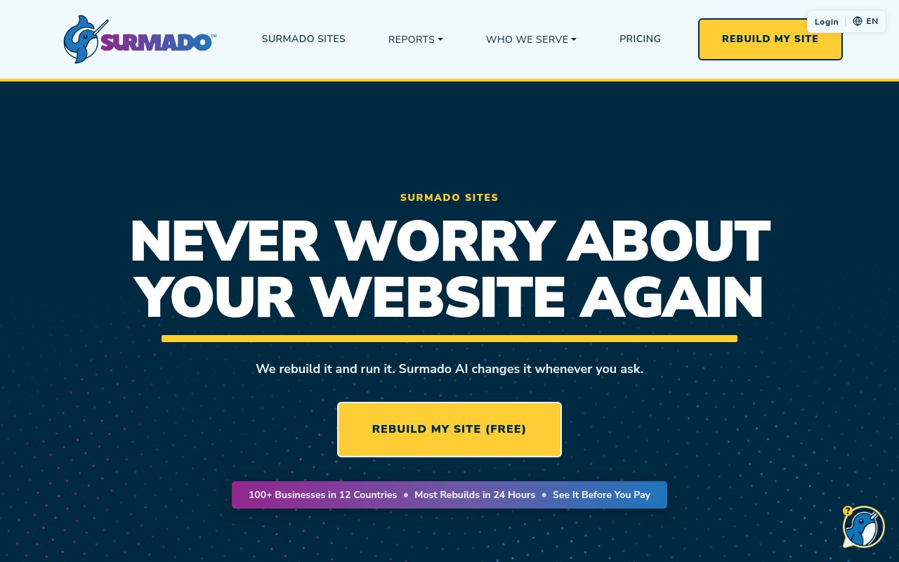 Screenshot of the Surmado homepage