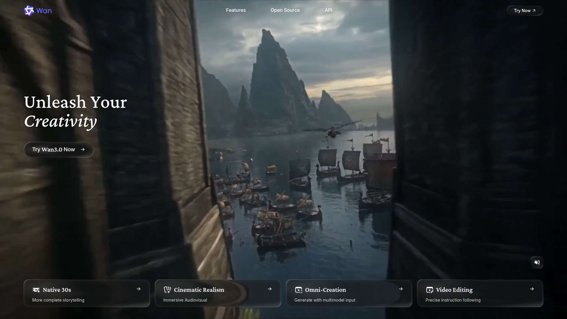 Screenshot of the Wan homepage